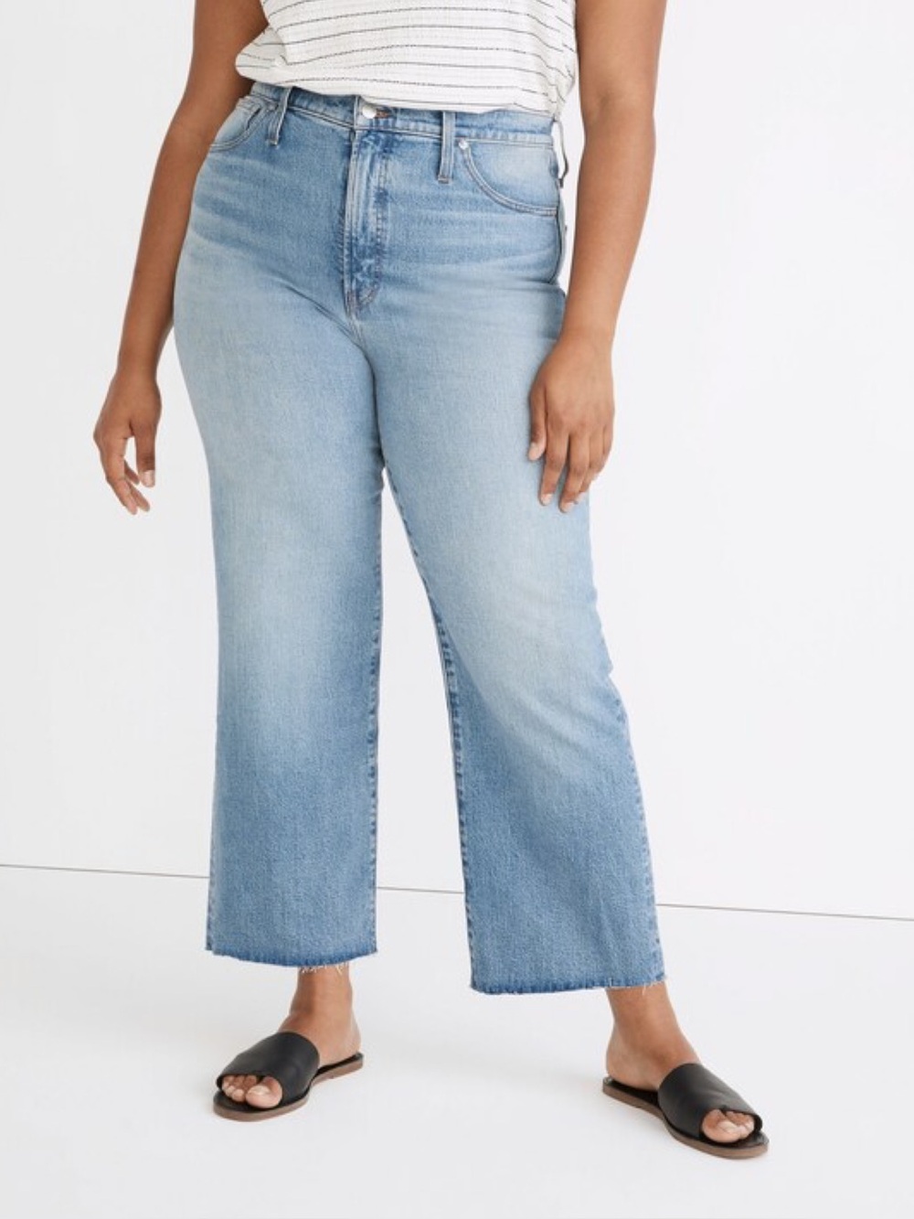 Madewell Perfect Vintage Wide Leg Crop Jeans Size 32 Light Wash Raw Hem NG270
